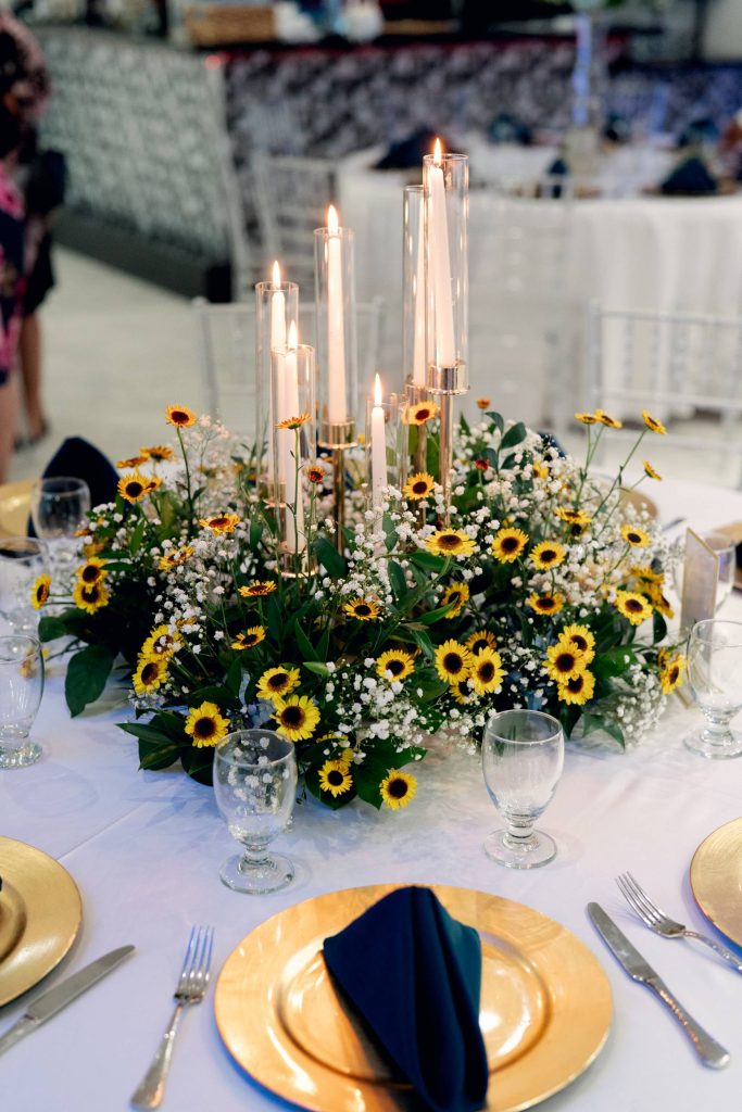 Brianna and Brandon at The Waters Edge Reception flowers by Dream Bouquet at The Waters Edge