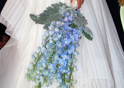 blue cascading wedding bouquet