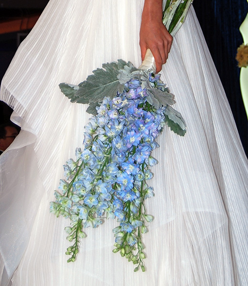 blue cascading wedding bouquet