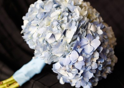 blue hydrangea wedding bouquet