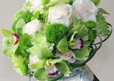 Bright Green vibrant Wedding Bouquet with White Roses