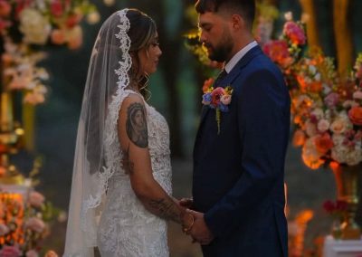 Jakob and Michelle amazing altar arrangements at sunsent.